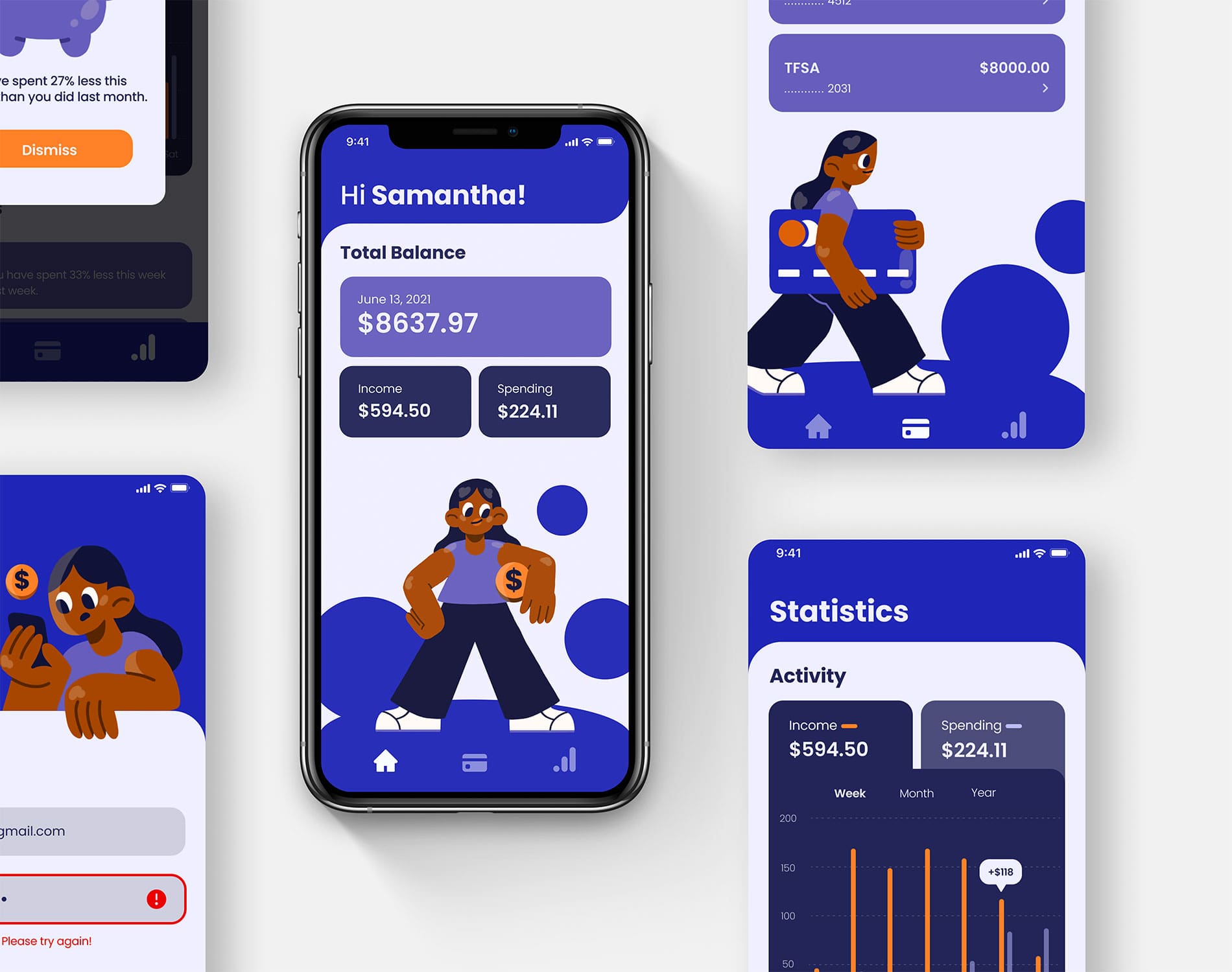Forwo financial app screens