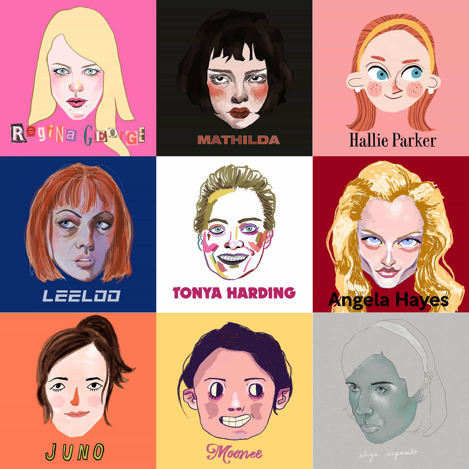Digital portraits of women characters in film